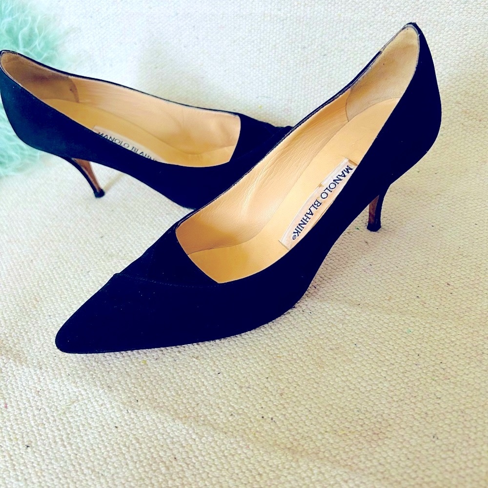 ❤️ Sale ❤️ Manolo Blahnik BB Textile-and-Suede Pump, EUC - Picture 4 of 16